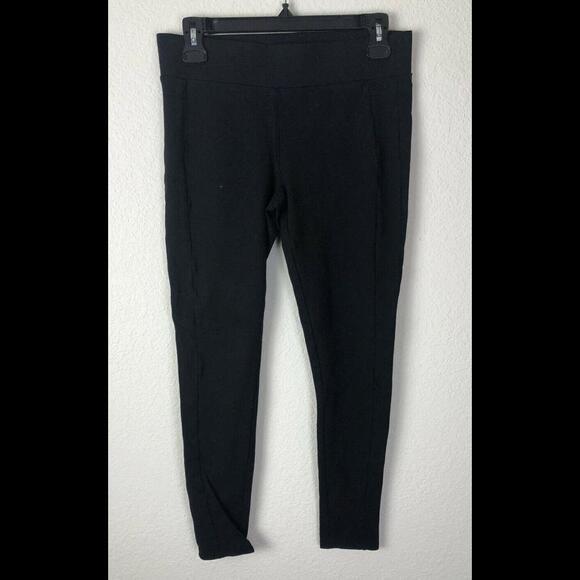 LOFT BLACK PONTE PANTS TROUSERS STRETCH SKINNY ELASTIC WAIST CROP ANKLE Small - Picture 1 of 6